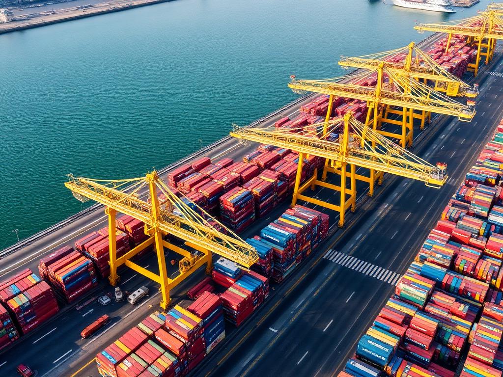 Aerial view of the Durban container terminal
